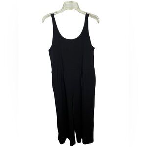 Eileen Fisher Black Sleeveless Cotton Jersey Stretch Wide Leg Cami Jumpsuit- NWT